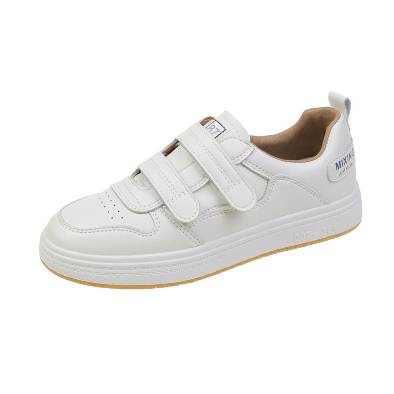 Wholesale 2023 Leather Thick Sole Casual Sports Velcro Small White Shoes